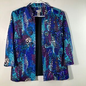 Womens Multiples Open Quilted Jacket Ocean Tides Button Detail PM P